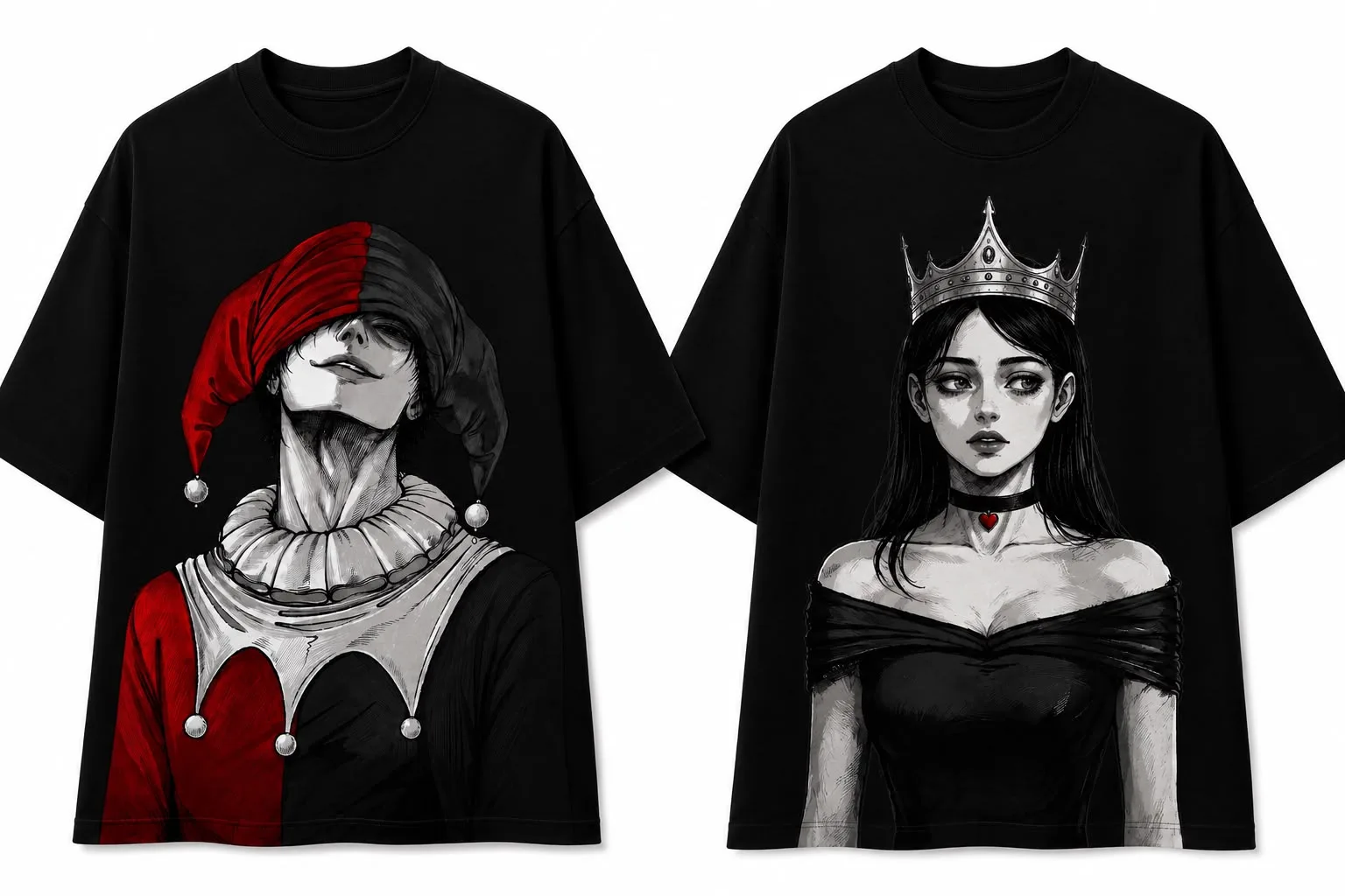 jester and queen in black